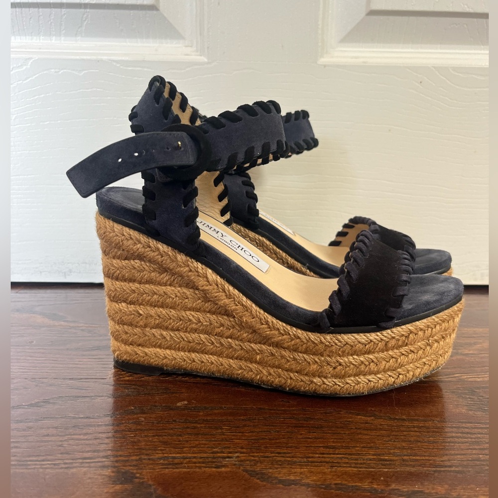 Jimmy Choo Navy Blue Wedges